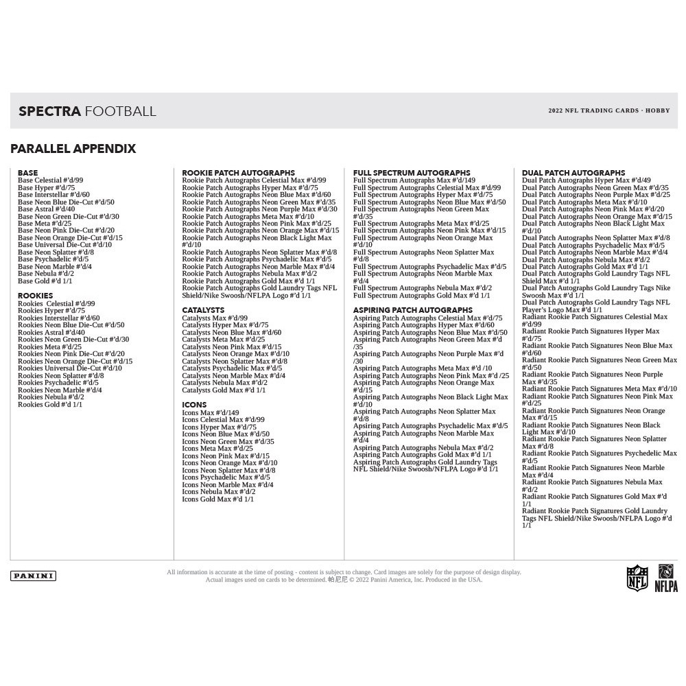 2022 Panini Spectra Football Hobby Box | Steel City Collectibles