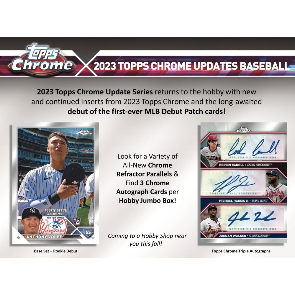 ゲームセンター・ゲームカード 2023 Topps Chrome Debut Update MLB 2023 Topps Chrome Update Series Baseball Hobby Jumbo Box