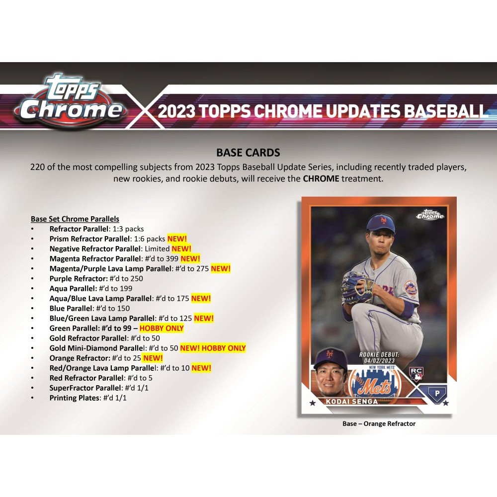 2023 Topps Chrome Update Series Baseball Hobby Box | Steel