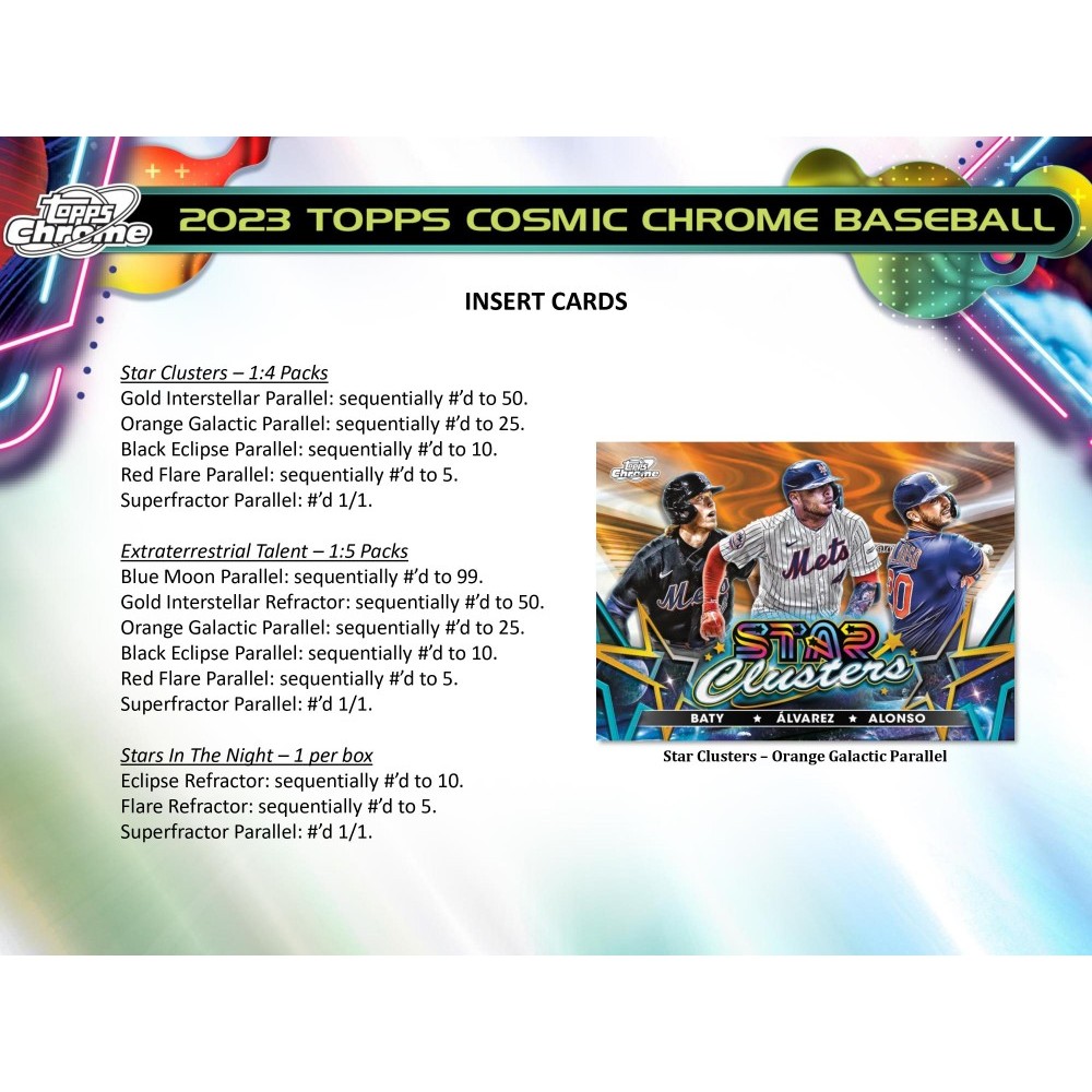 2023 Topps Cosmic Chrome Baseball Hobby Box | Steel City Collectibles