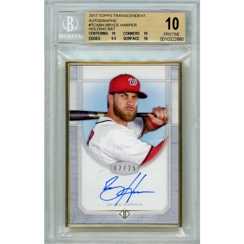 Bryce Harper 2017 Topps Transcendent Baseball Framed Autograph Card 02/25 -  BGS Graded 10 | Steel City Collectibles