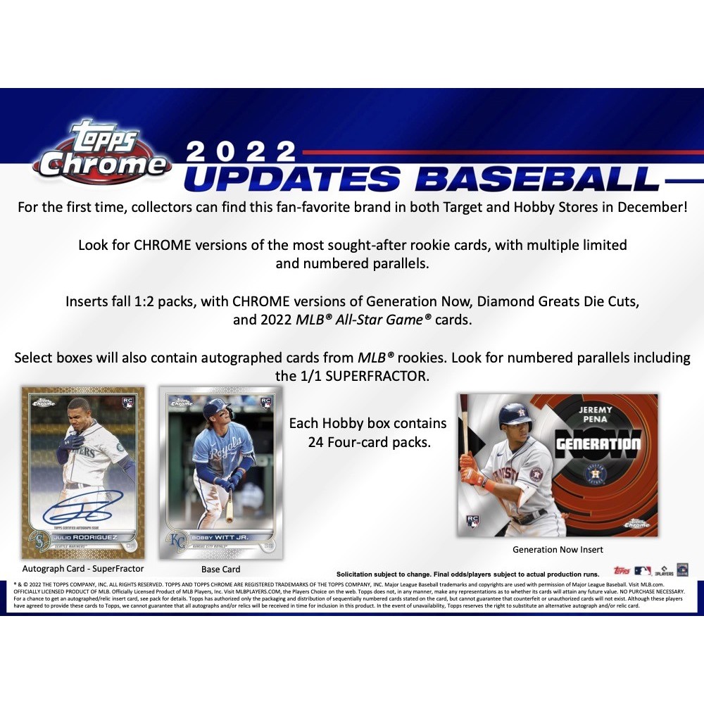r*a様 2022 Topps Chrome Update MLB Series 2022 Topps Chrome Update Baseball Checklist, Set Info, Boxes