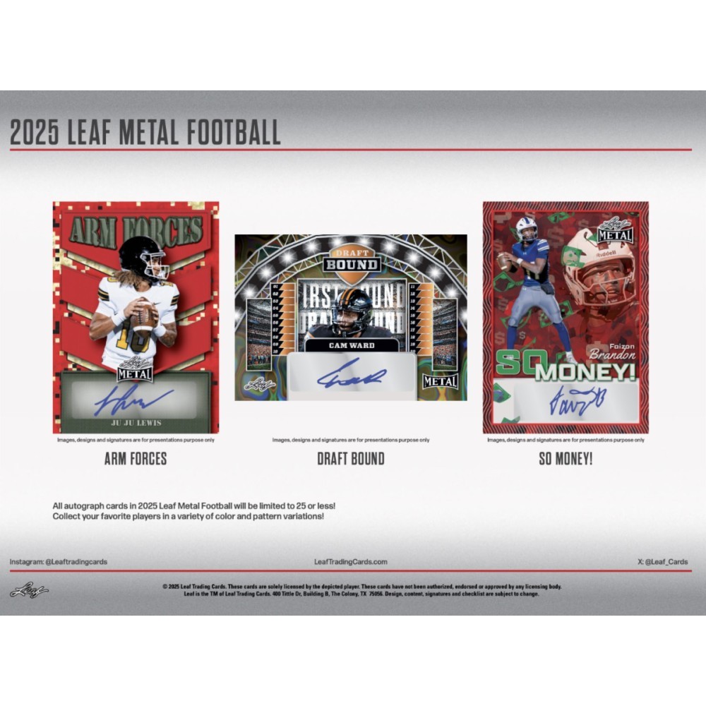 2025 Leaf Metal Football Jumbo Box | Steel City Collectibles