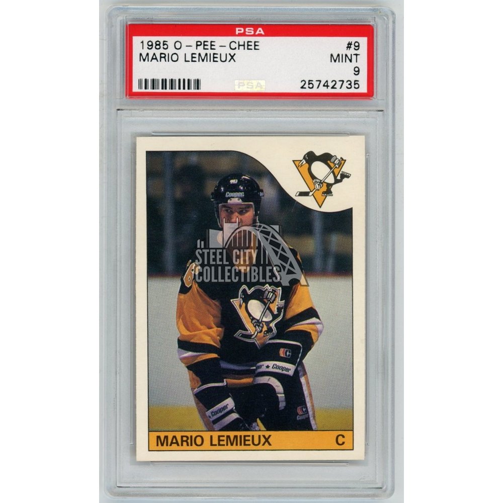 Mario Lemieux 198586 OPeeChee Hockey Rookie Card 9 PSA Graded Mint