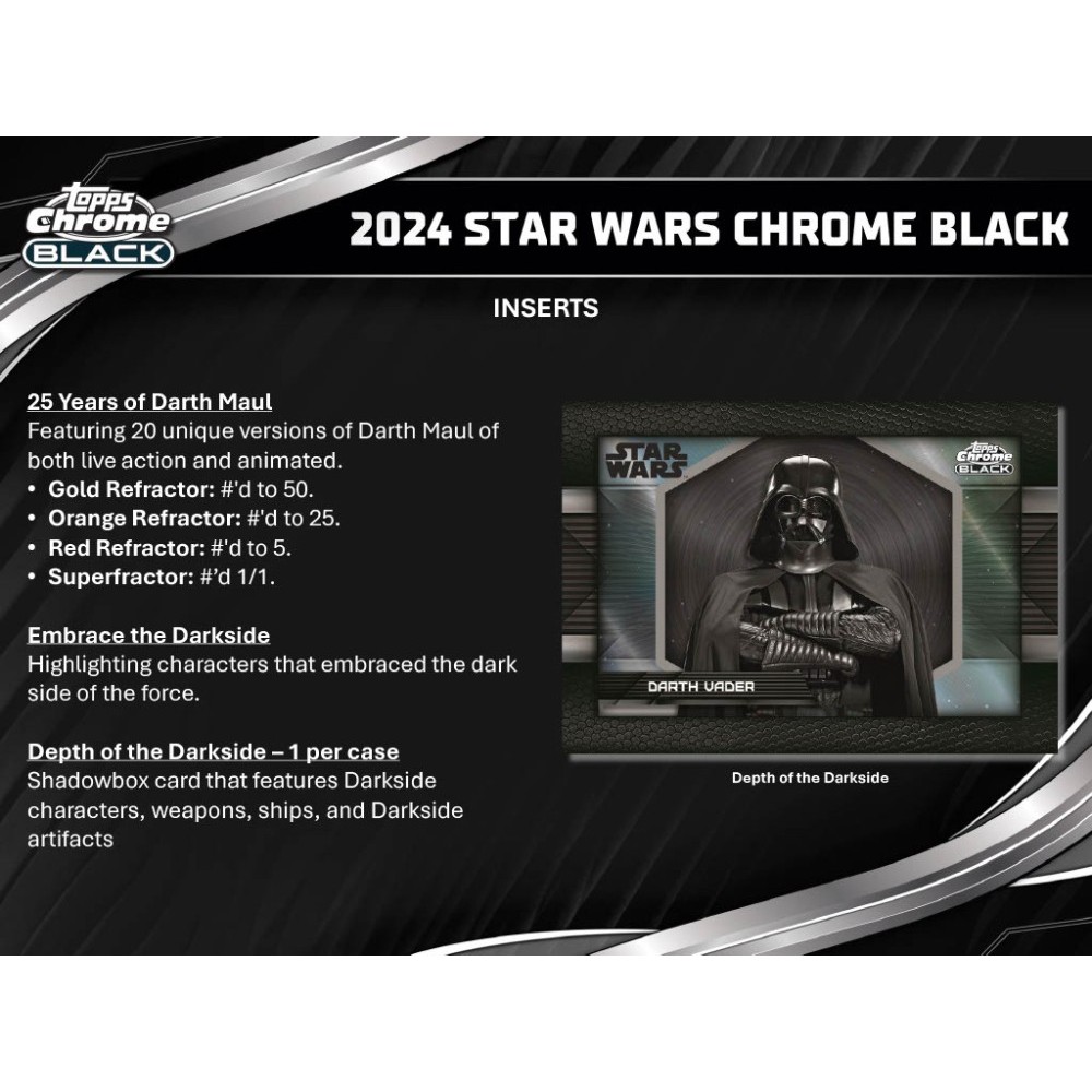 2024 Topps Star Wars Chrome Black Hobby 12-Box Case | Steel