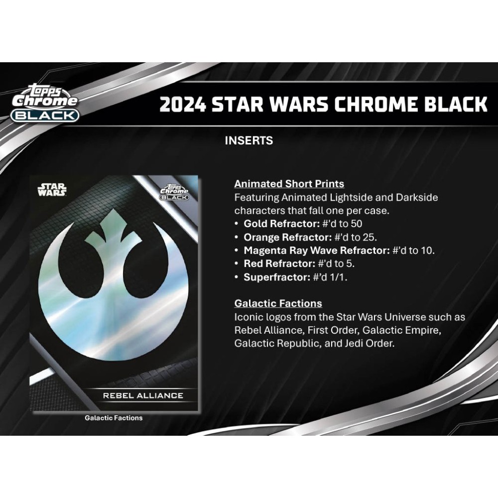 新品　スターウォーズ　クローム　ブラック　トレカ　BOX Topps 2024 Star Wars Chrome Black スターウォーズ クローム