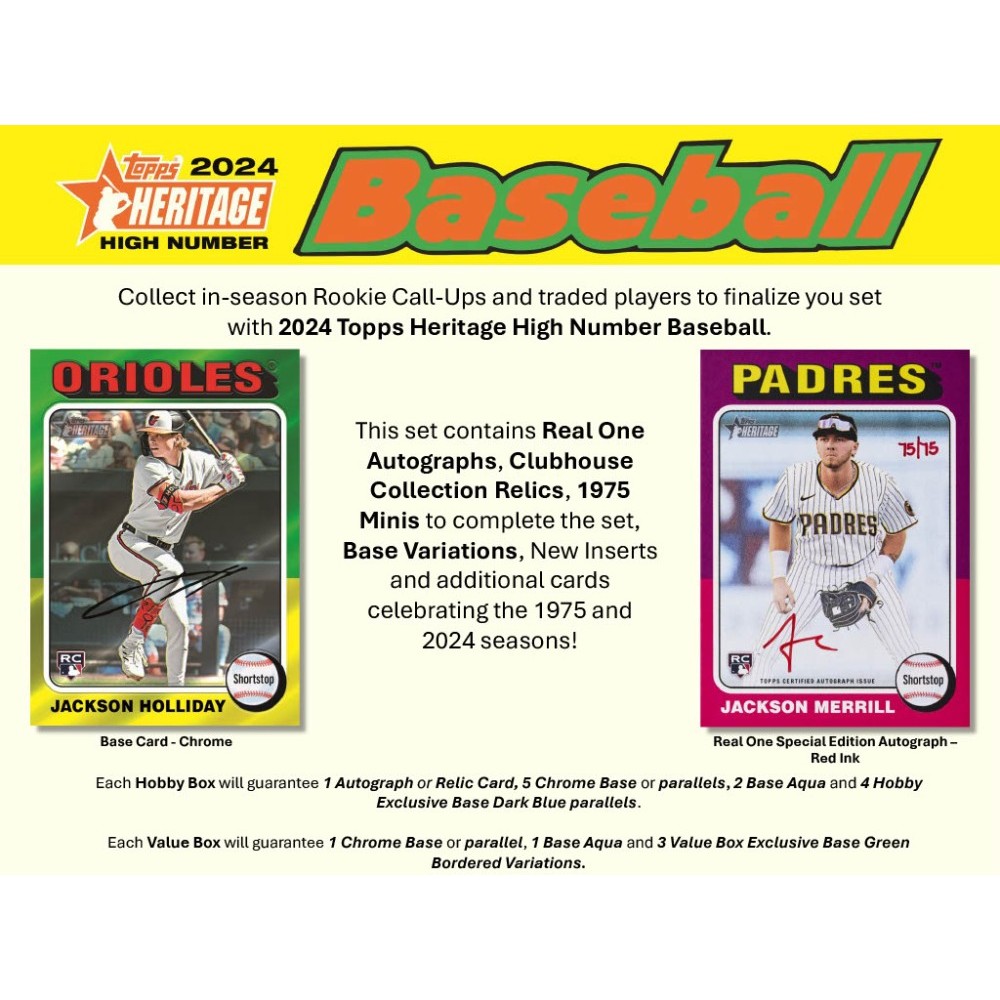 2024 Topps Heritage High Number Baseball Trading Cards