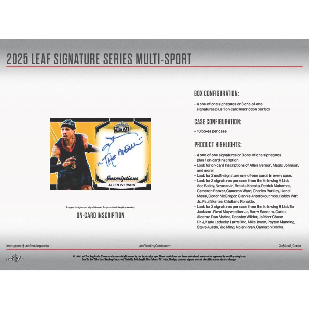 Multi Sport 2025 LEAF SIGNATURE SERIES box #直筆サインカード