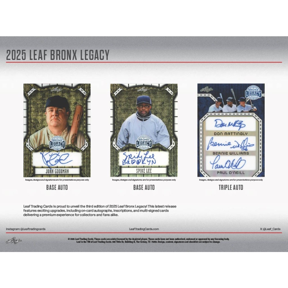 2025 Leaf A Bronx Legacy Baseball Hobby Box | Steel City Collectibles
