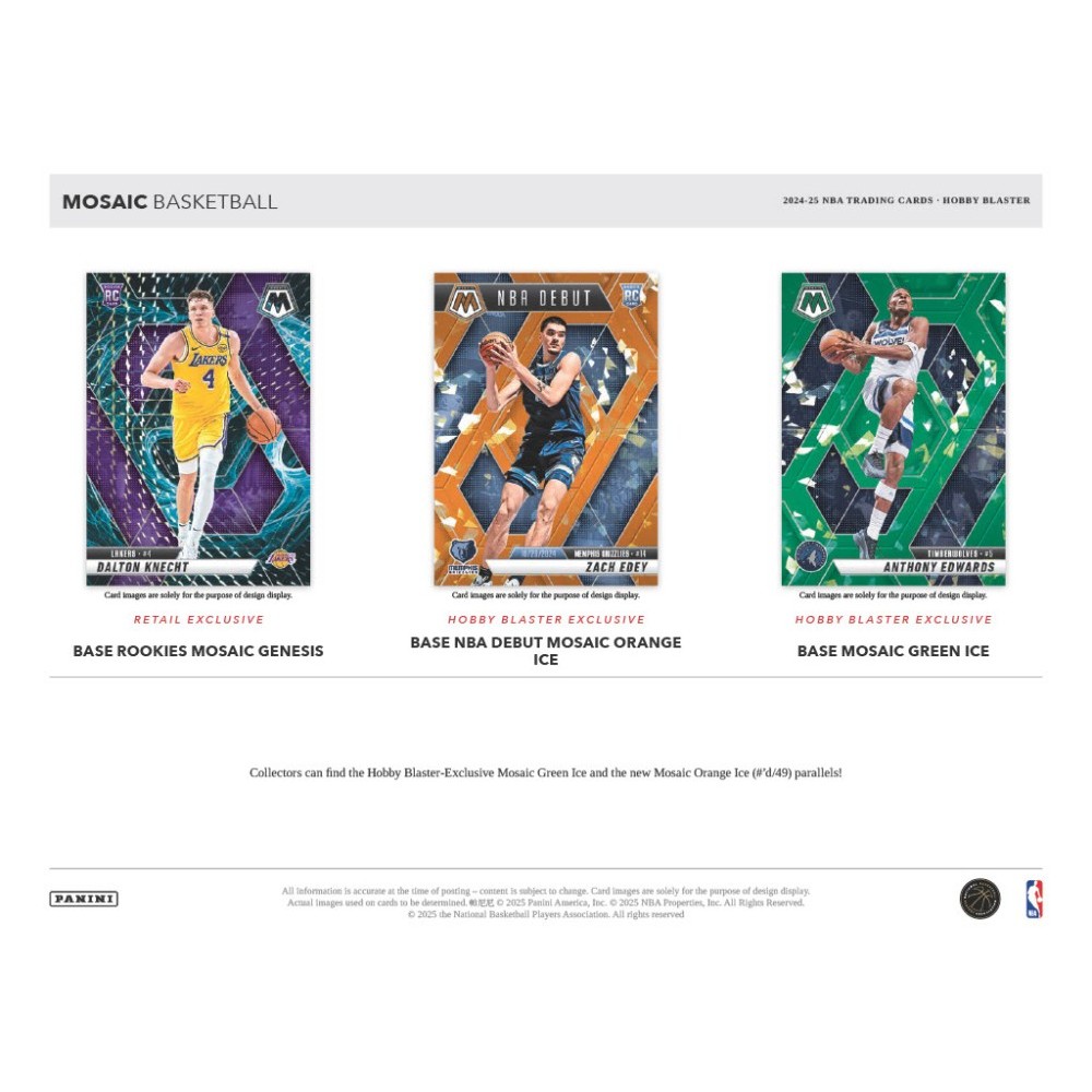 2024-25 Panini Mosaic Basketball Blaster Box – Factory Sealed – 6 Packs – NBA Trading Cards
