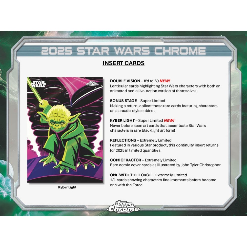 【25枚コンプリート】Star Wars 50周年記念カード topps Topps 2024 Star Wars Chrome Value スターウォーズ クローム