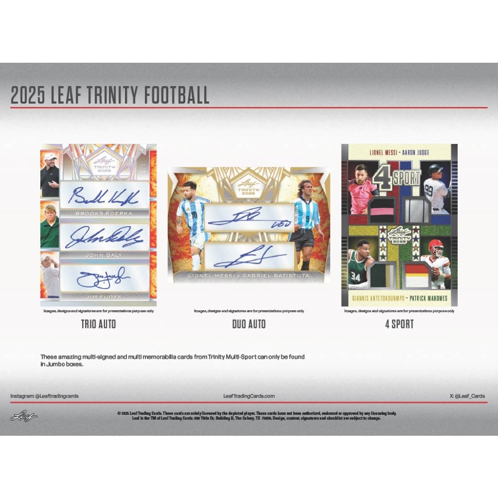 2025 Leaf Trinity Football Jumbo Box | Steel City Collectibles