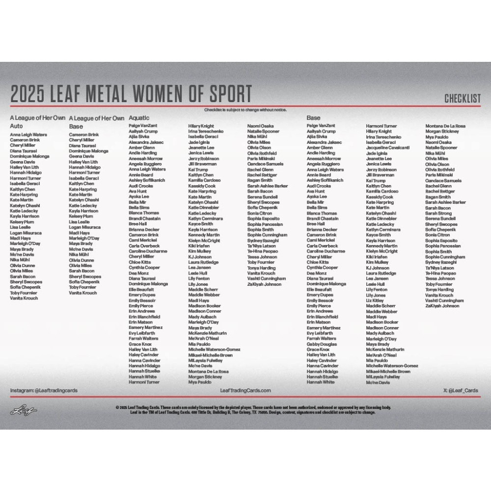 2025 Leaf Metal Women of Sport Hobby Box | Steel City Collectibles