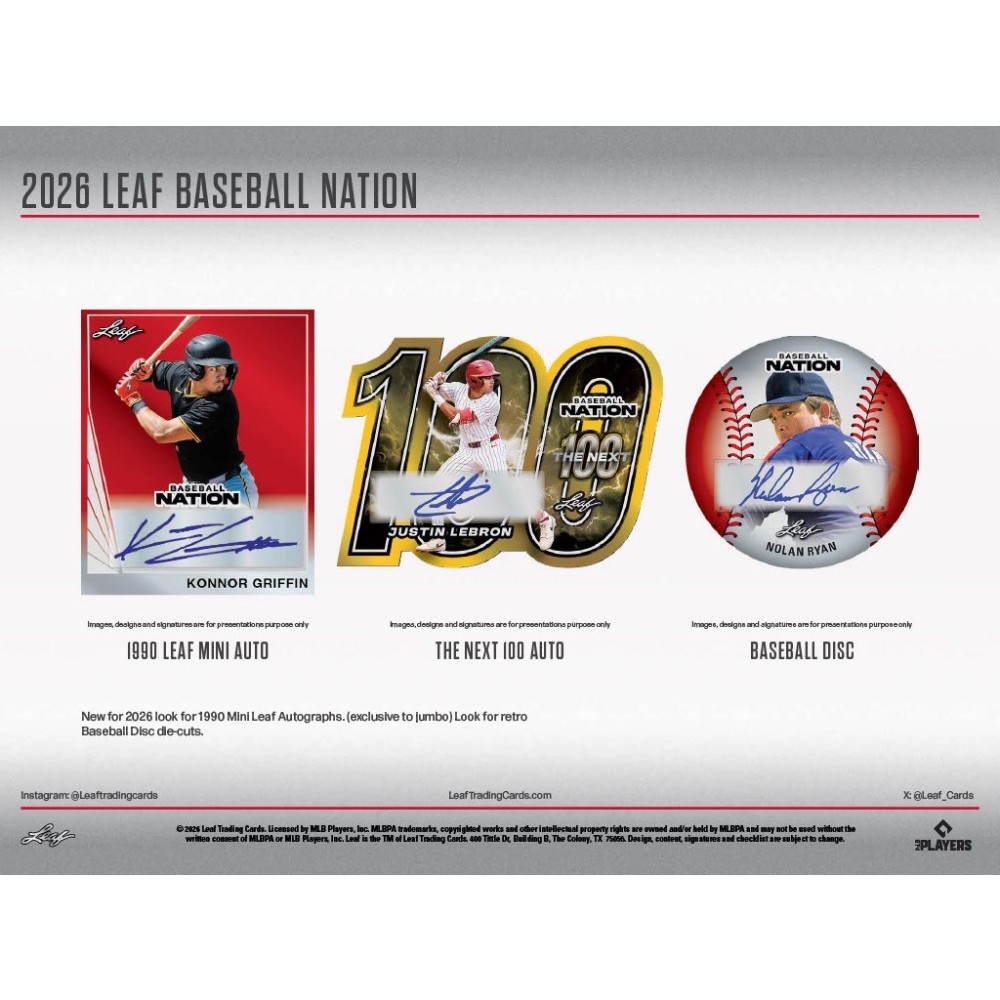 2026 Leaf Baseball Nation Hobby Jumbo Box | Steel City Collectibles