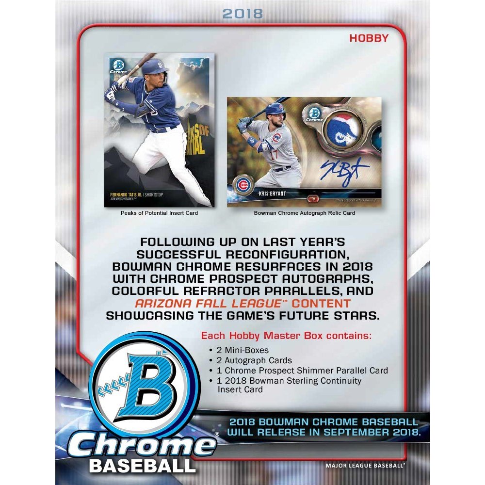 2018 Bowman Chrome Baseball Hobby 12 Box Case