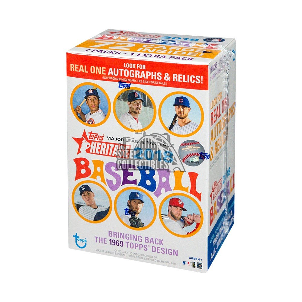 2018 Topps Heritage Baseball 8ct Blaster Box | Steel City Collectibles