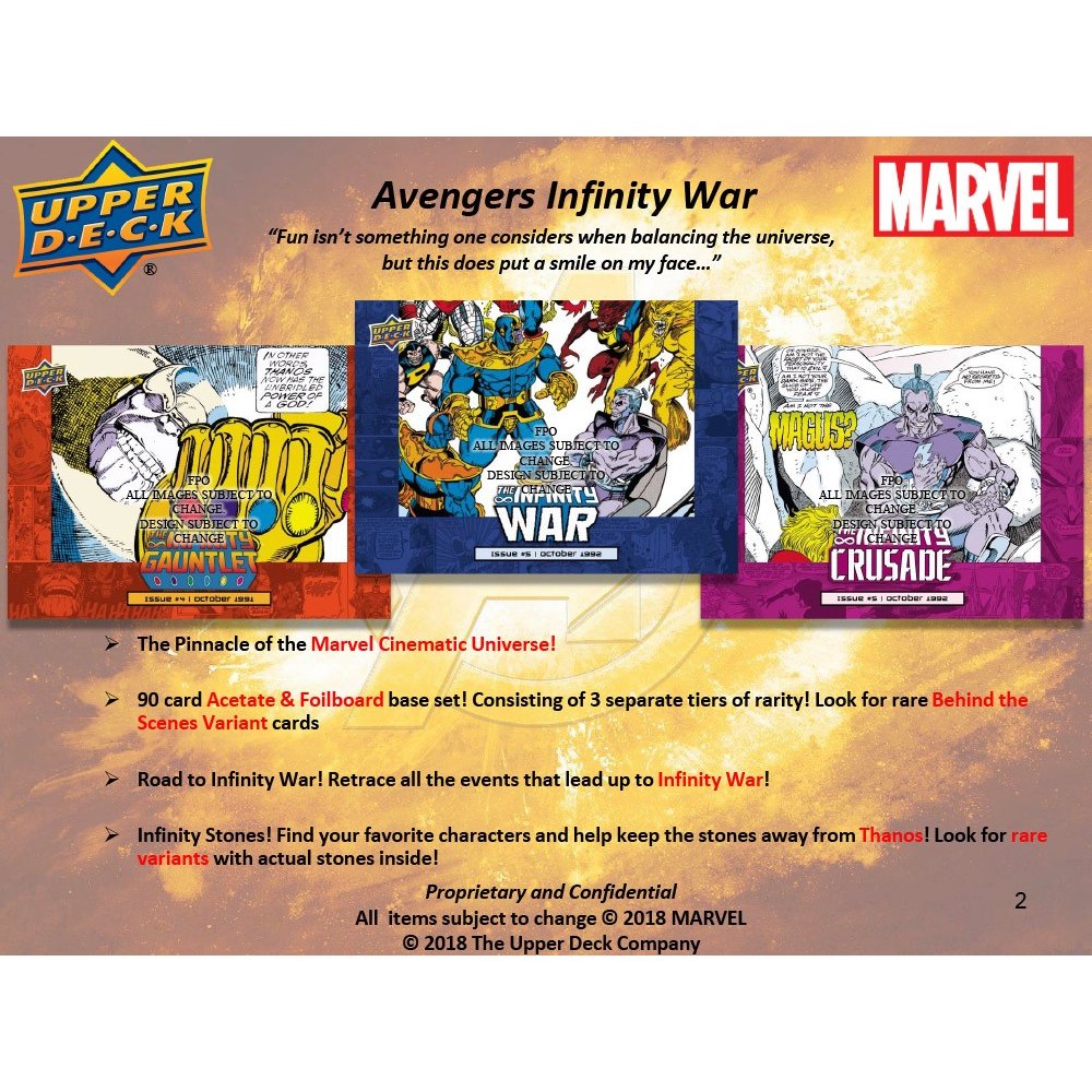 2018 Upper Deck Marvel Avengers Infinity War Hobby 16-Box Case