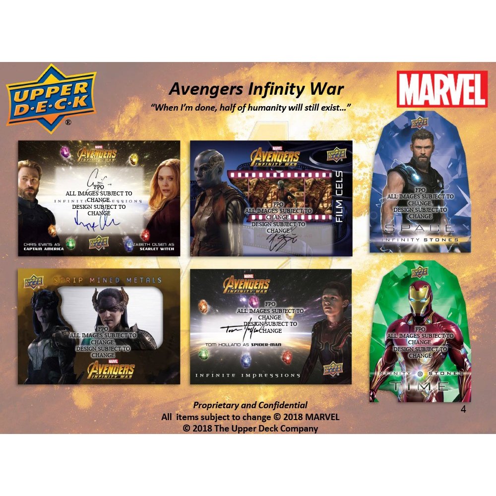 2018 Upper Deck Marvel Avengers Infinity War Hobby 16-Box Case