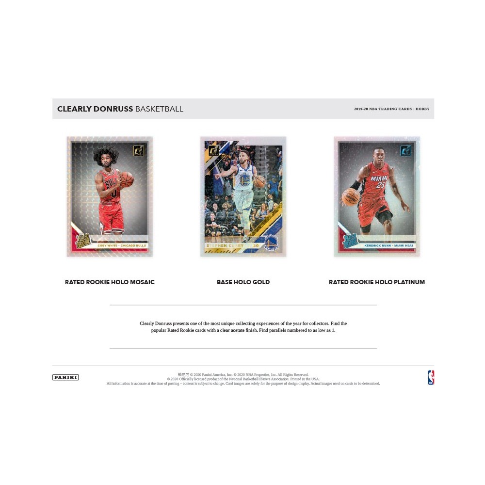 2019-20 Panini Clearly Donruss Basketball Hobby Box | Steel