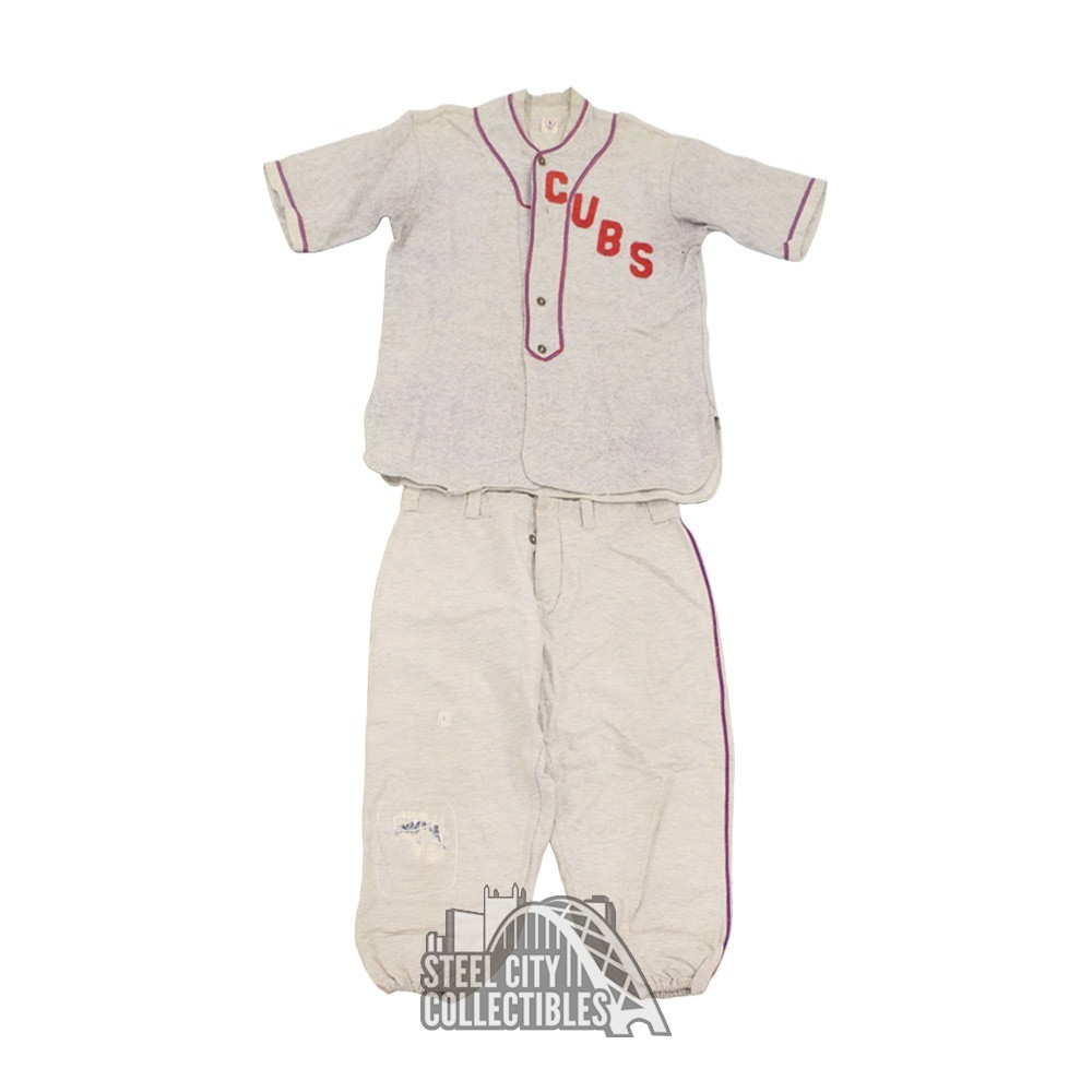 Cubs 1920 Vintage Game Worn Flannel Baseball Uniform - Mears (Heavy Use)