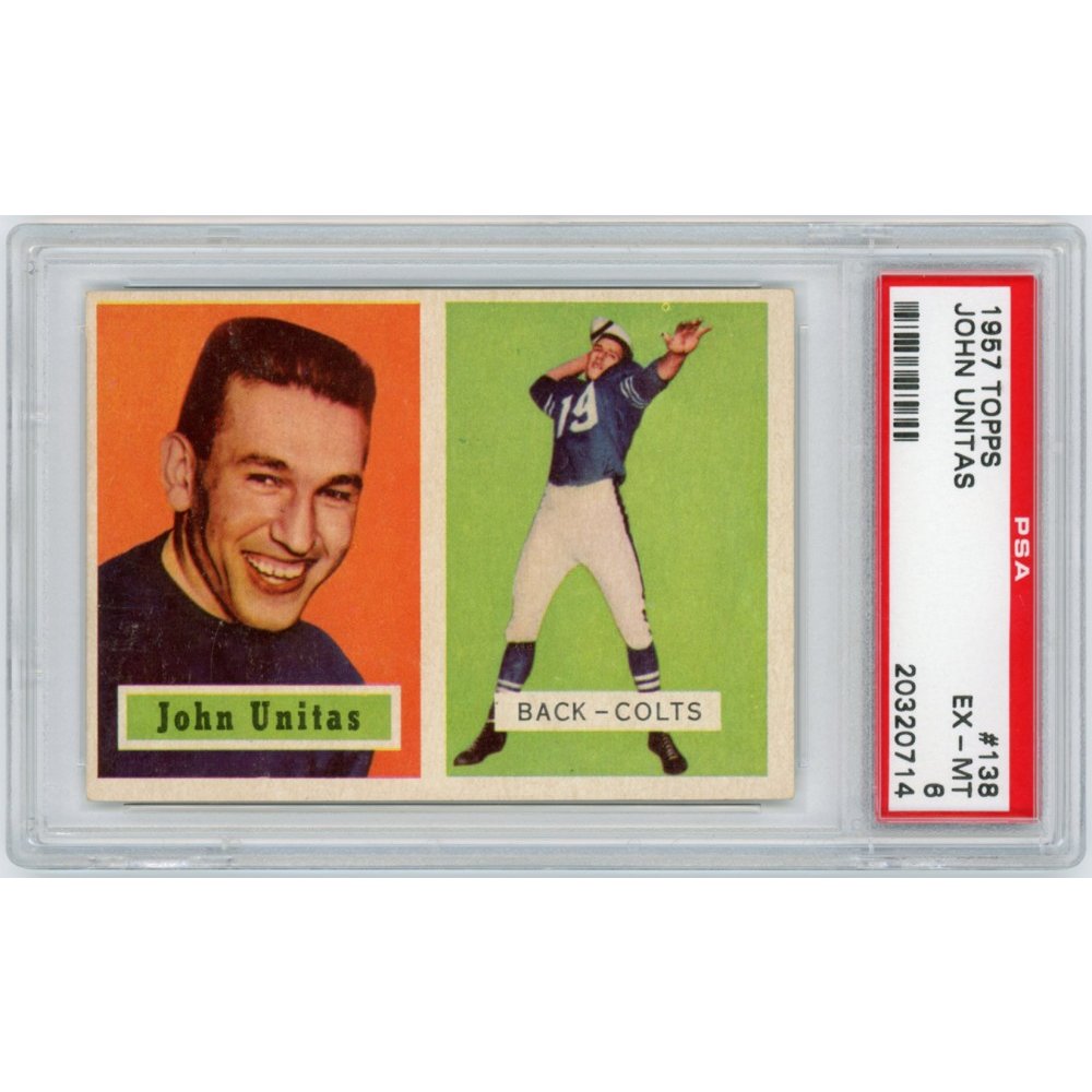 Johnny Unitas 1957 Topps Football Rookie Card 138 Psa Graded Ex Mt 6 Steel City Collectibles