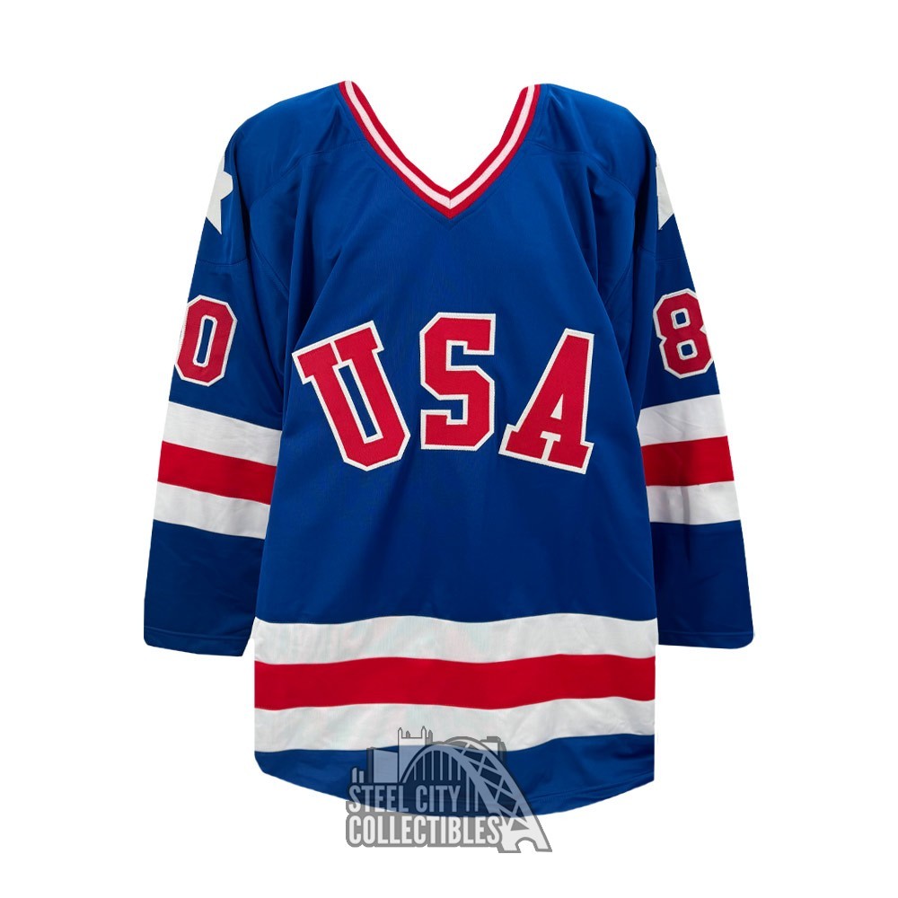 1980 Miracle on Ice Autographed Team USA Olympic Custom Blue