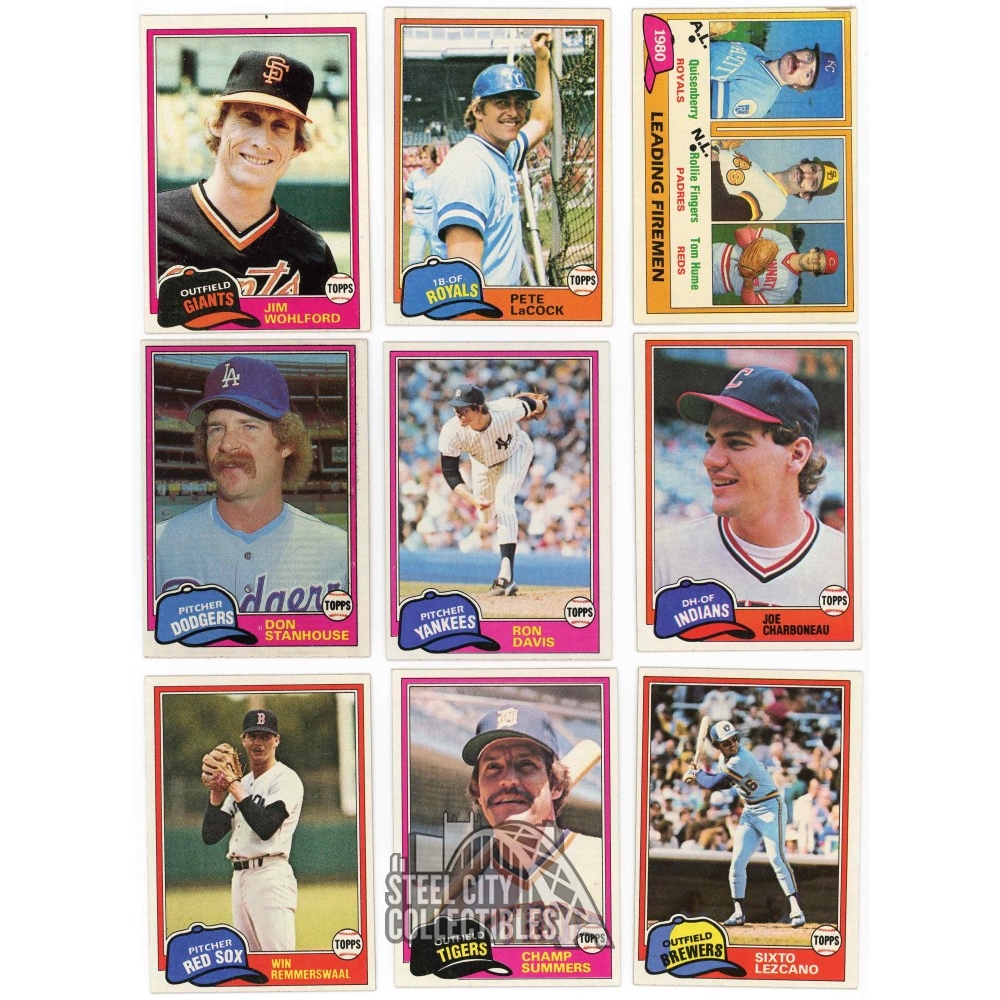 1981 Topps Baseball Assorted 184 Card Lot W/ Duplicates (8 - 725 ...