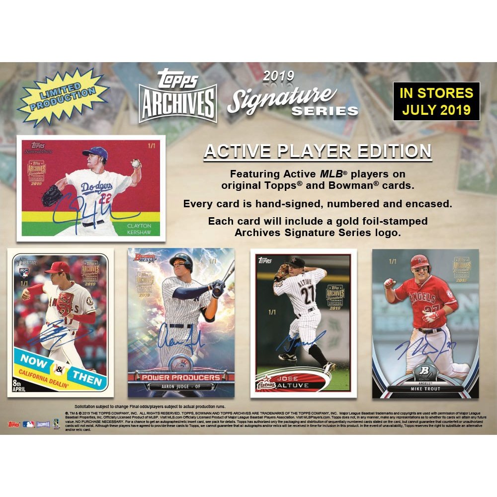 2019 Topps Archives Signature Series Active Edition Baseball Hobby 20-Box Case | Steel City Collectibles 2019 Topps Archives Signature Series Active Edition Baseball Hobby 20-Box Case | Steel City Collectibles