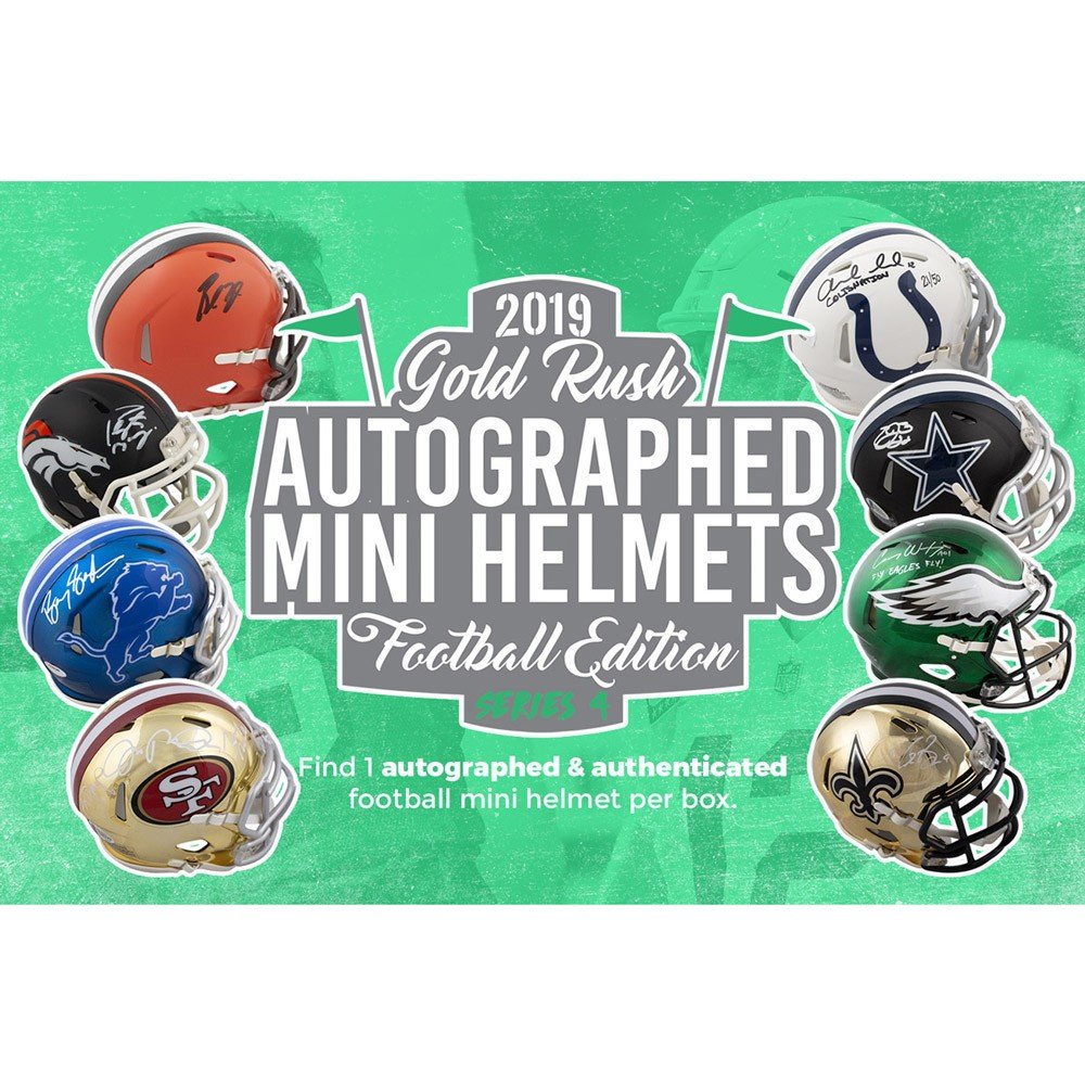 2019 Gold Rush Autographed Football Mini Helmet Series 4 12-Box Case | Steel City Collectibles 2019 Gold Rush Autographed Football Mini Helmet Series 4 12-Box Case | Steel City Collectibles