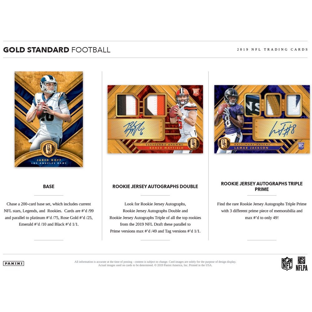 rare football cards 2019 Panini Gold Standard Hobby 12-Box Case 2019 Panini Football Phoenix Hobby