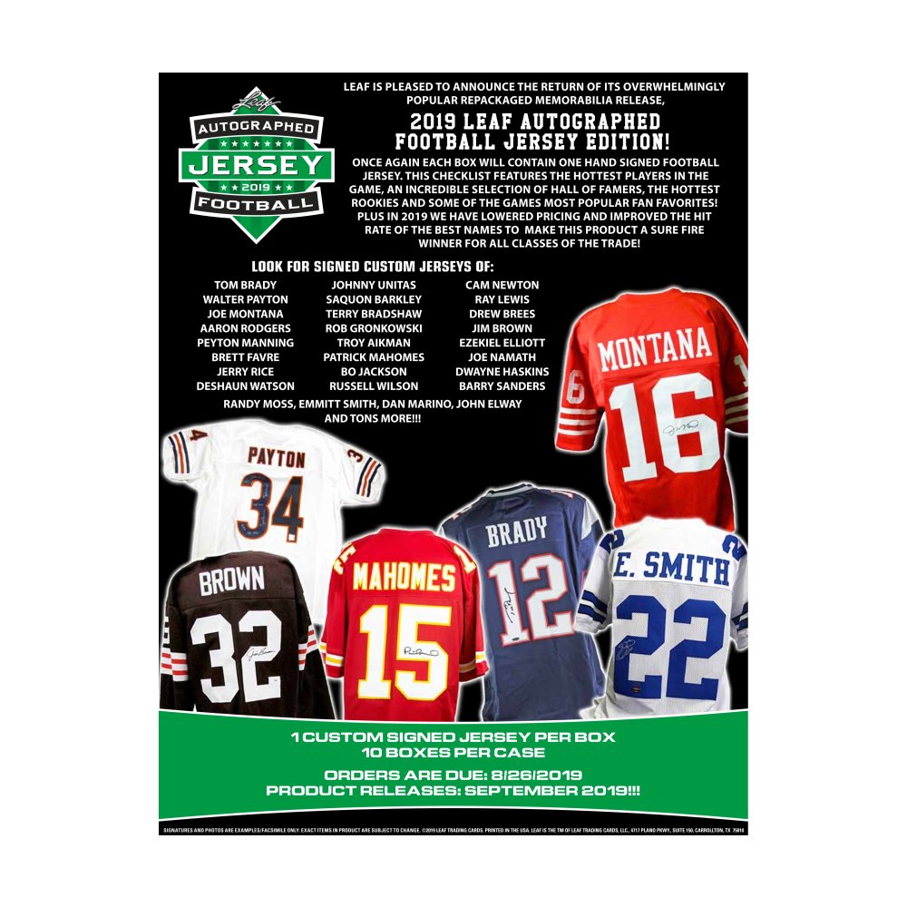 2018 leaf autographed football jersey