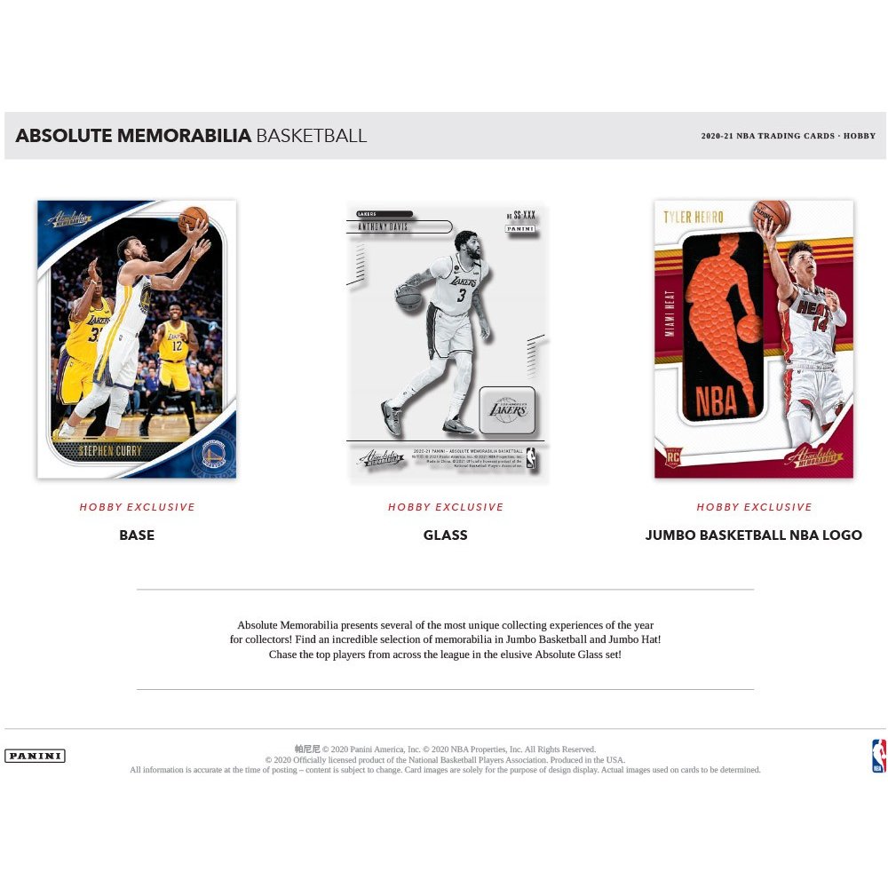2020-21 Panini Absolute Memorabilia Basketball Hobby Box | Steel
