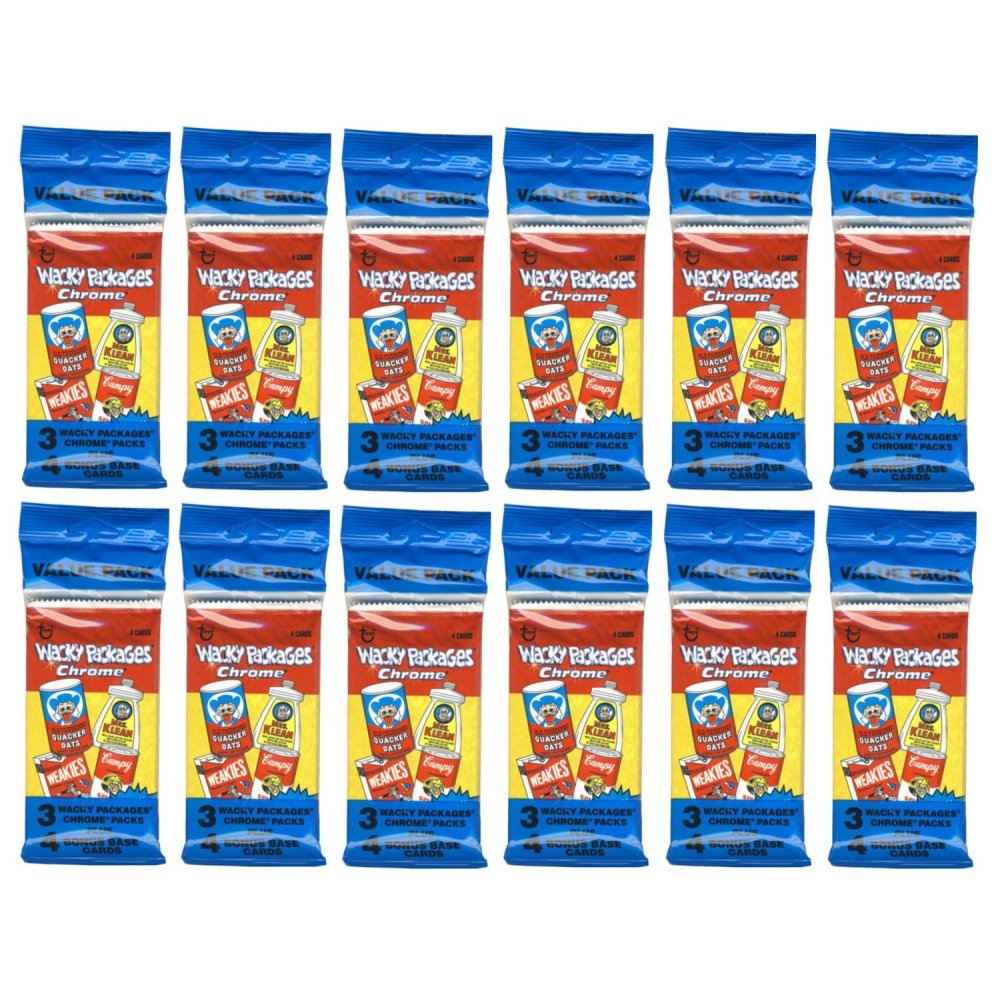 2014 Topps Wacky Packages Chrome Trading Cards Stickers Value Pack 12
