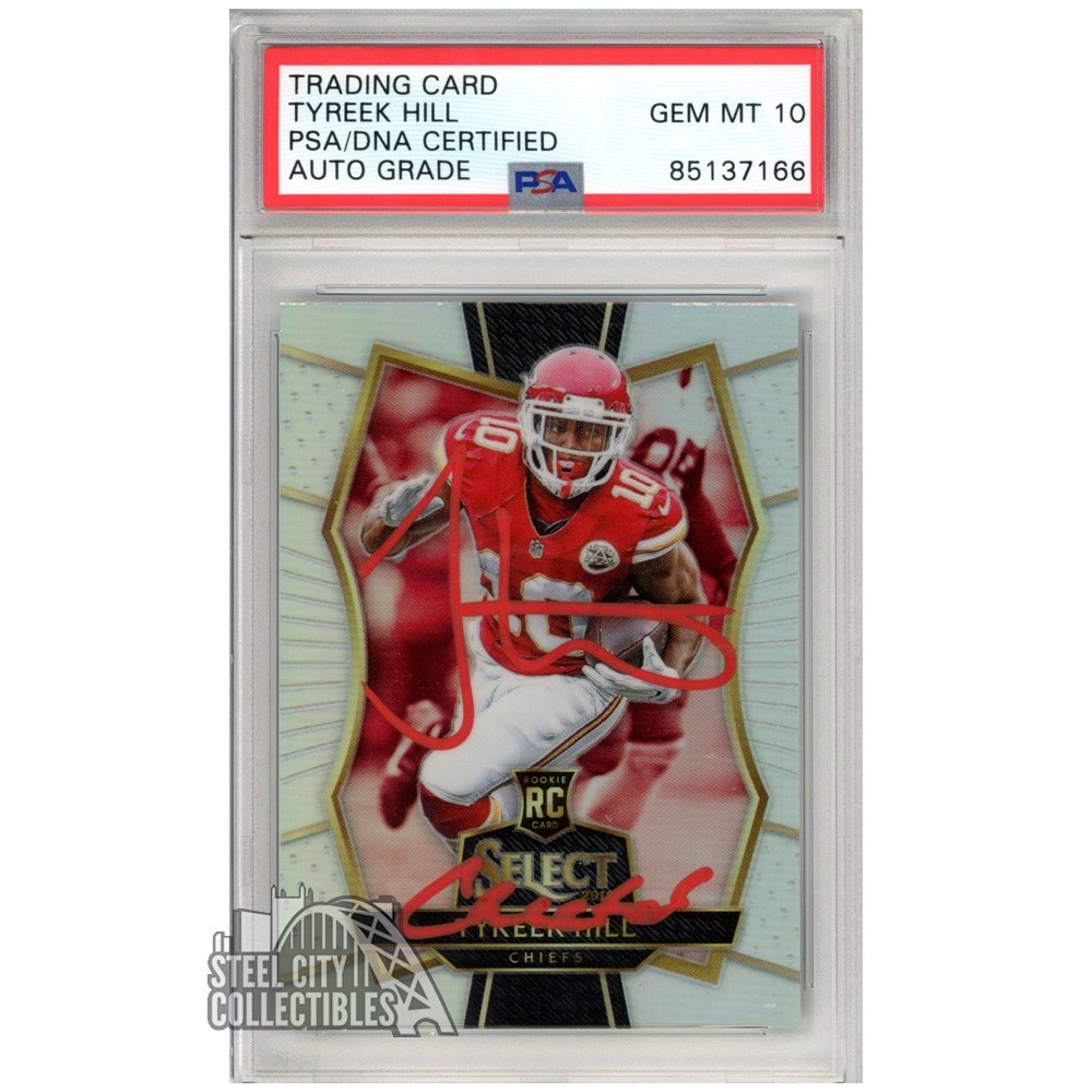 Tyreek Hill Cheetah 2016 Panini Select Silver Autographed Rookie Card 170 PSA/DNA 10 (Red