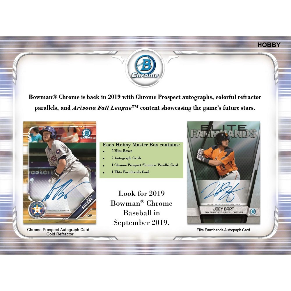 未開封 2019 Bowman Chrome Master Hobby Box MLB 2019 BOWMAN CHROME HOBBY | Trading Card Journal