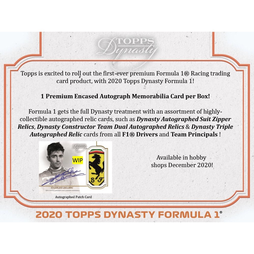 2020 Topps Dynasty Formula 1 未開封ボックス 2020 Topps Dynasty Formula 1 Racing Hobby Box - 2020 - US