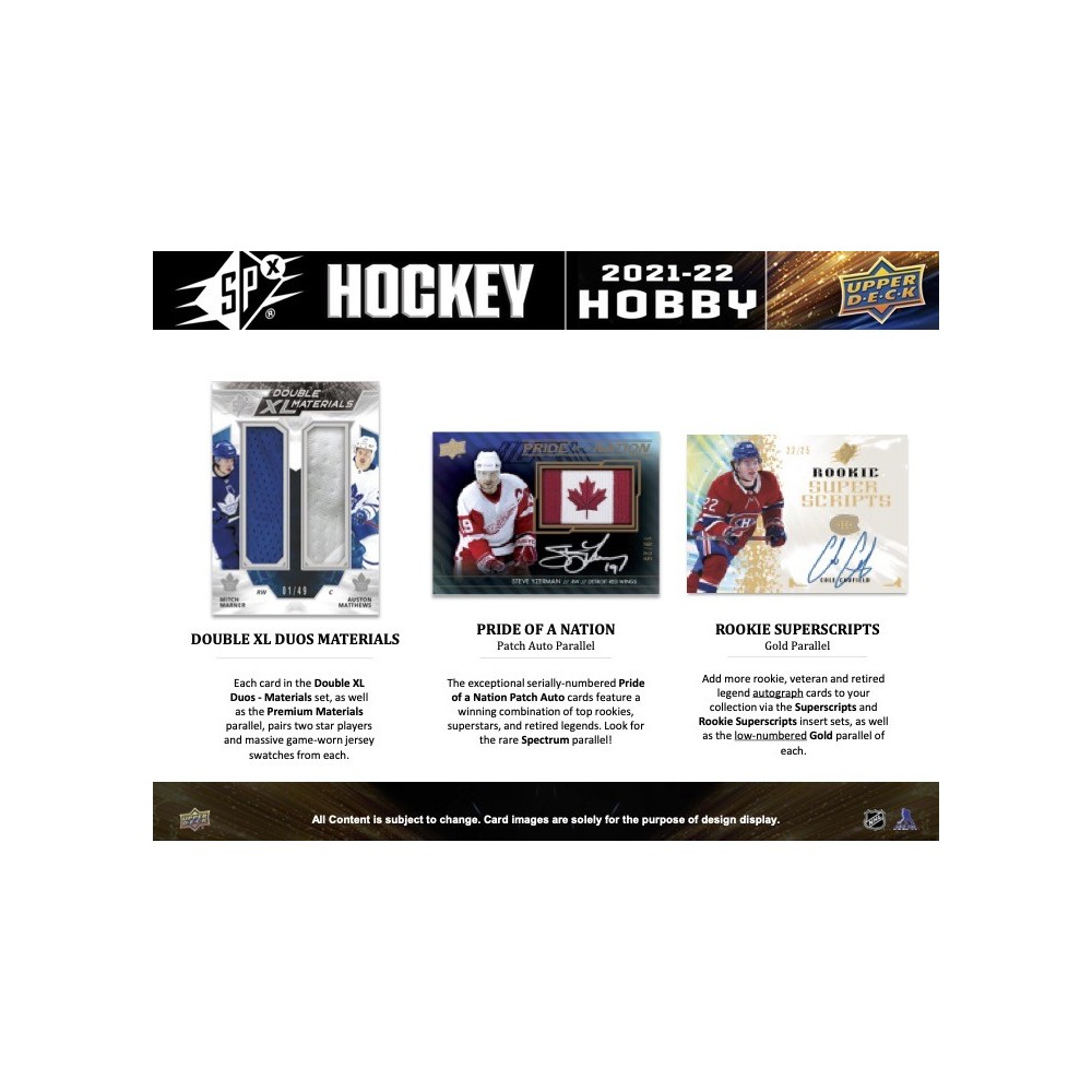 2021-22 Upper Deck SPX Hockey Hobby Box | Steel City Collectibles