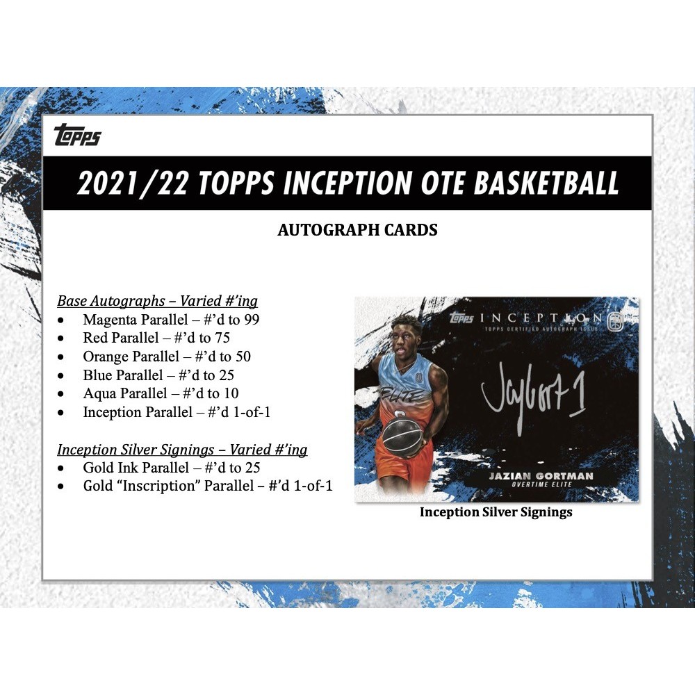 2021-22 Topps Inception Overtime Elite Basketball Hobby Box 
