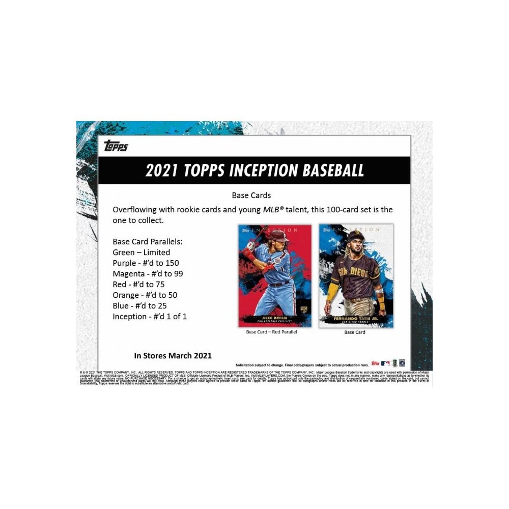 2021 Topps Inception Baseball Hobby 16-Box Case Triple Random Team ...