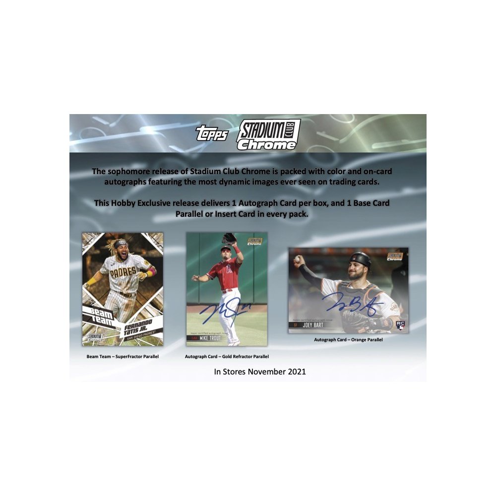 2021 Topps Stadium Club Chrome Baseball Hobby Box | Steel City