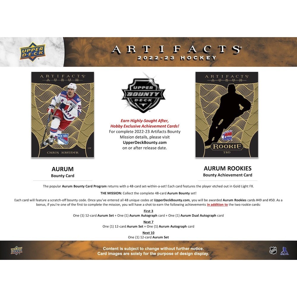 2022-23 Upper Deck Artfacts Hockey Checklst, Set nfo, Box Odds
