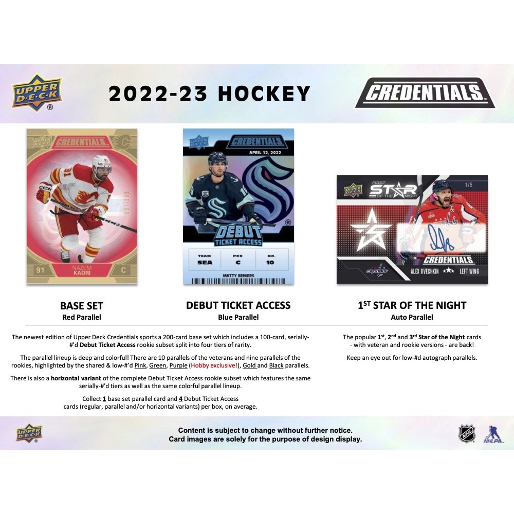 2022-23 Upper Deck Credentials Hockey Hobby Box | Steel City