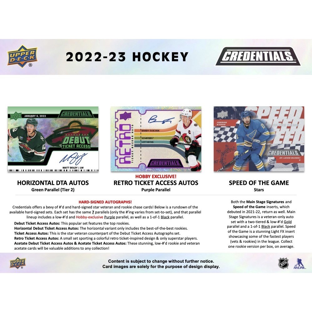2022-23 Upper Deck Credentials Hockey Hobby Box | Steel City