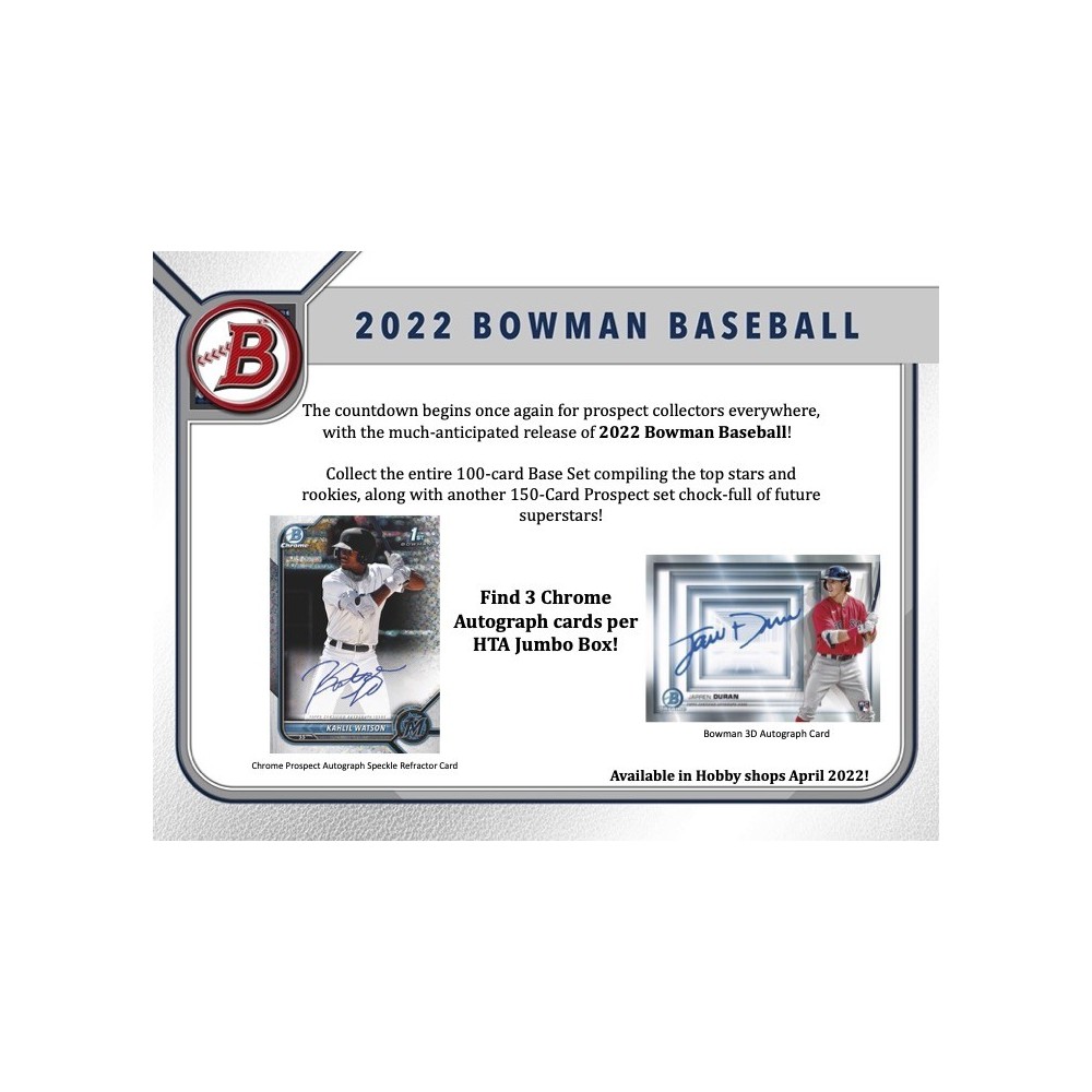 2022 Bowman Baseball HTA Hobby Jumbo 8Box Case Steel City Collectibles