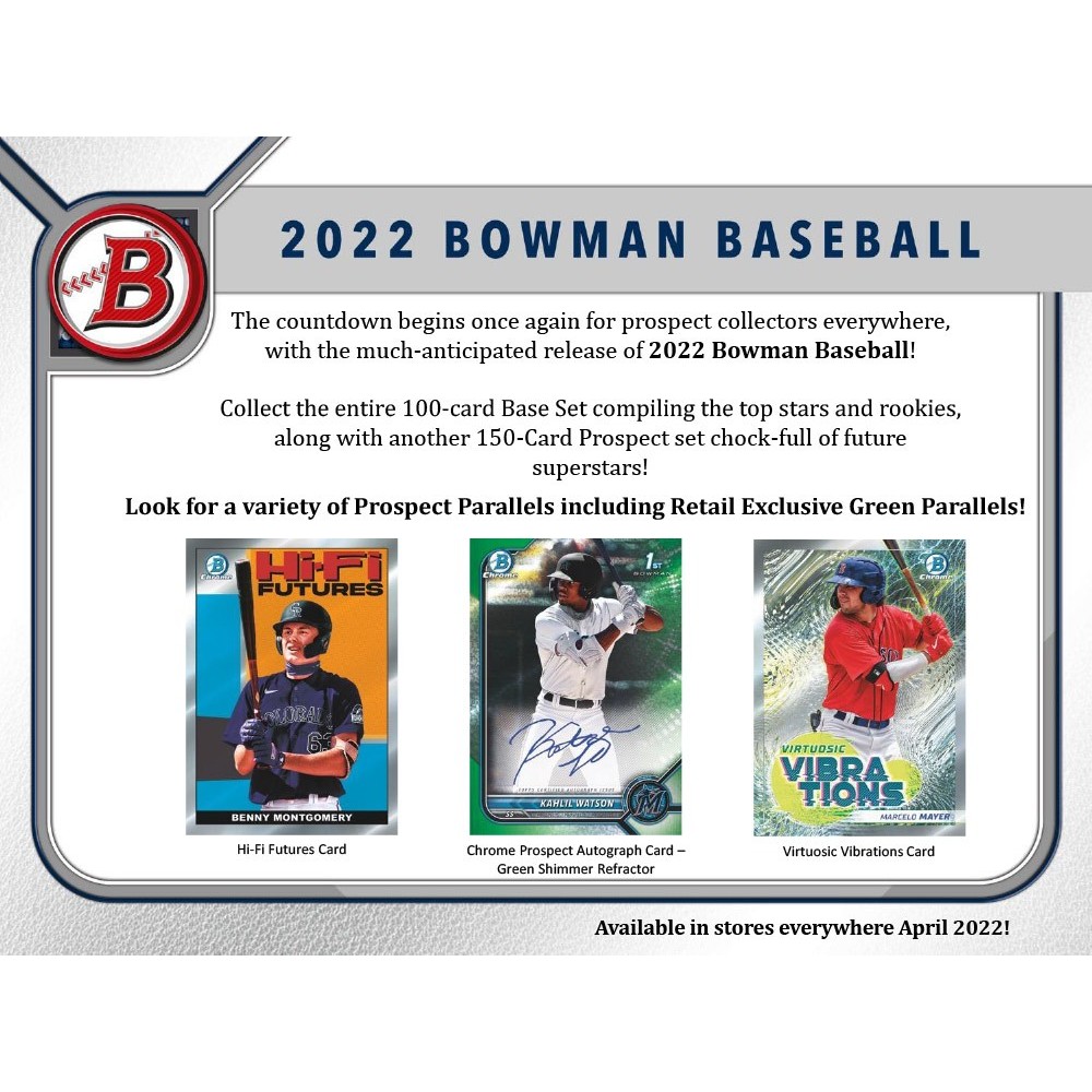 2022 Bowman Baseball 6 Pack Blaster 40Box Case Steel City Collectibles