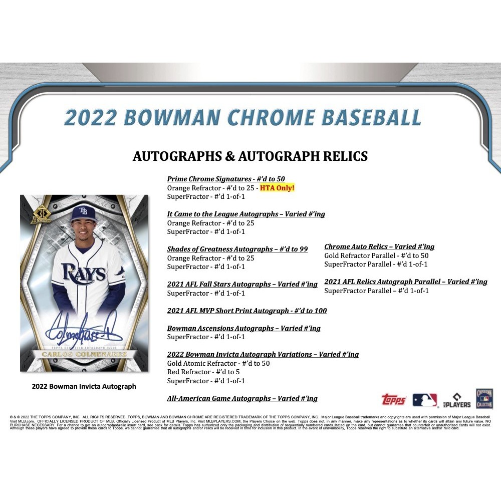 2022 Bowman Chrome Baseball HTA Choice Box | Steel City Collectibles