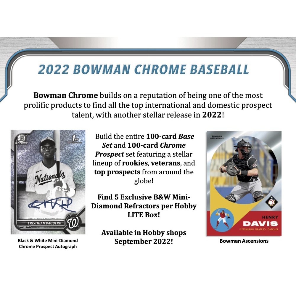 2022 Bowman Chrome Baseball Lite Box Steel City Collectibles
