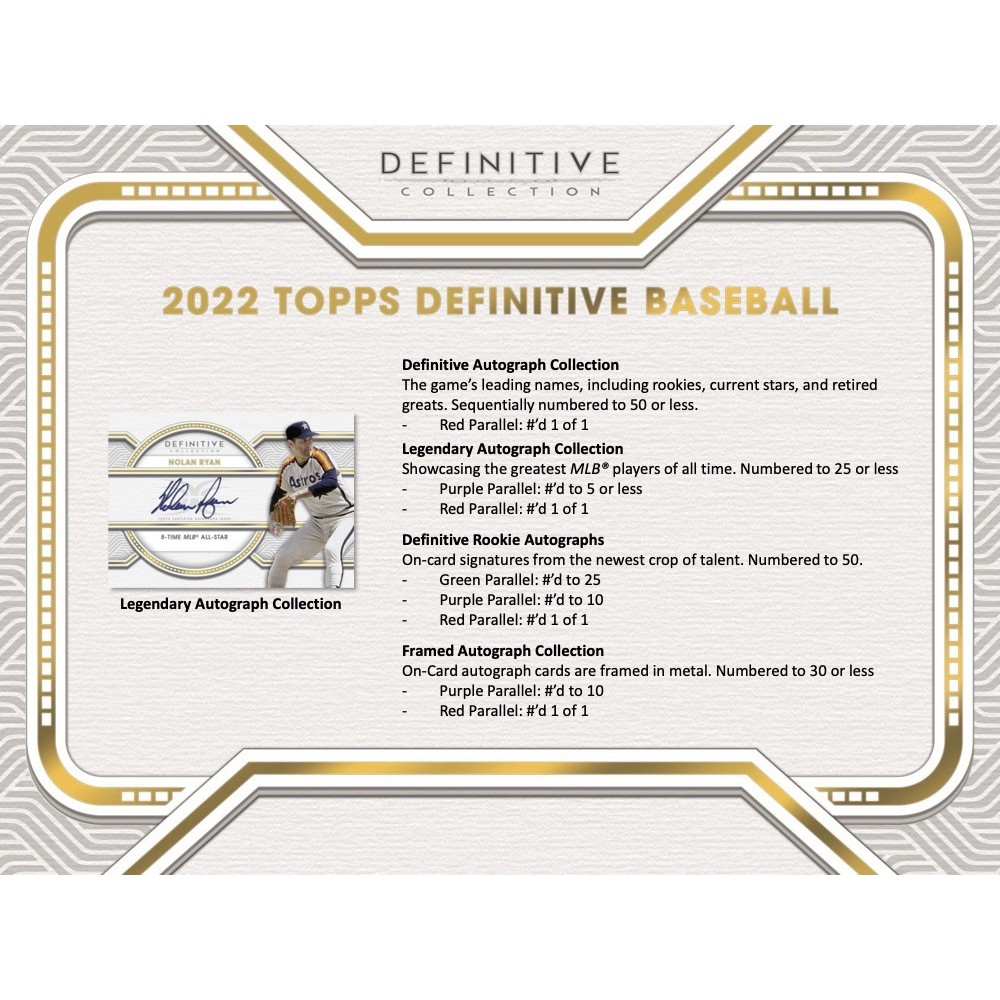 2022 Topps Definitive Baseball Hobby Box | Steel City Collectibles