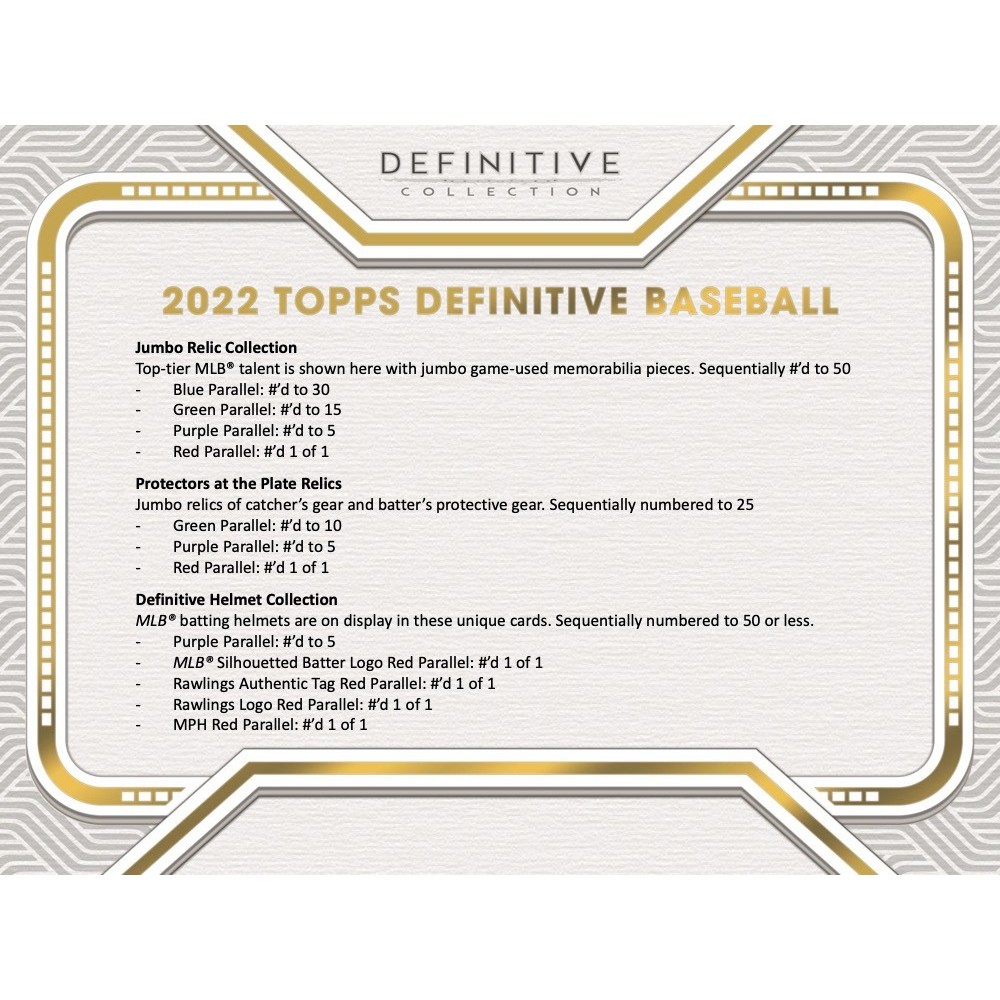 2022 Topps Definitive Baseball Hobby Box | Steel City Collectibles