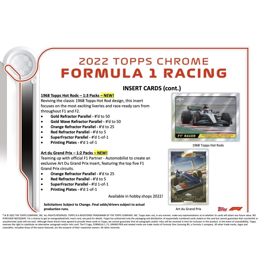 2022 Topps Chrome Formula 1 F1 Racing Hobby Lite Box | Steel